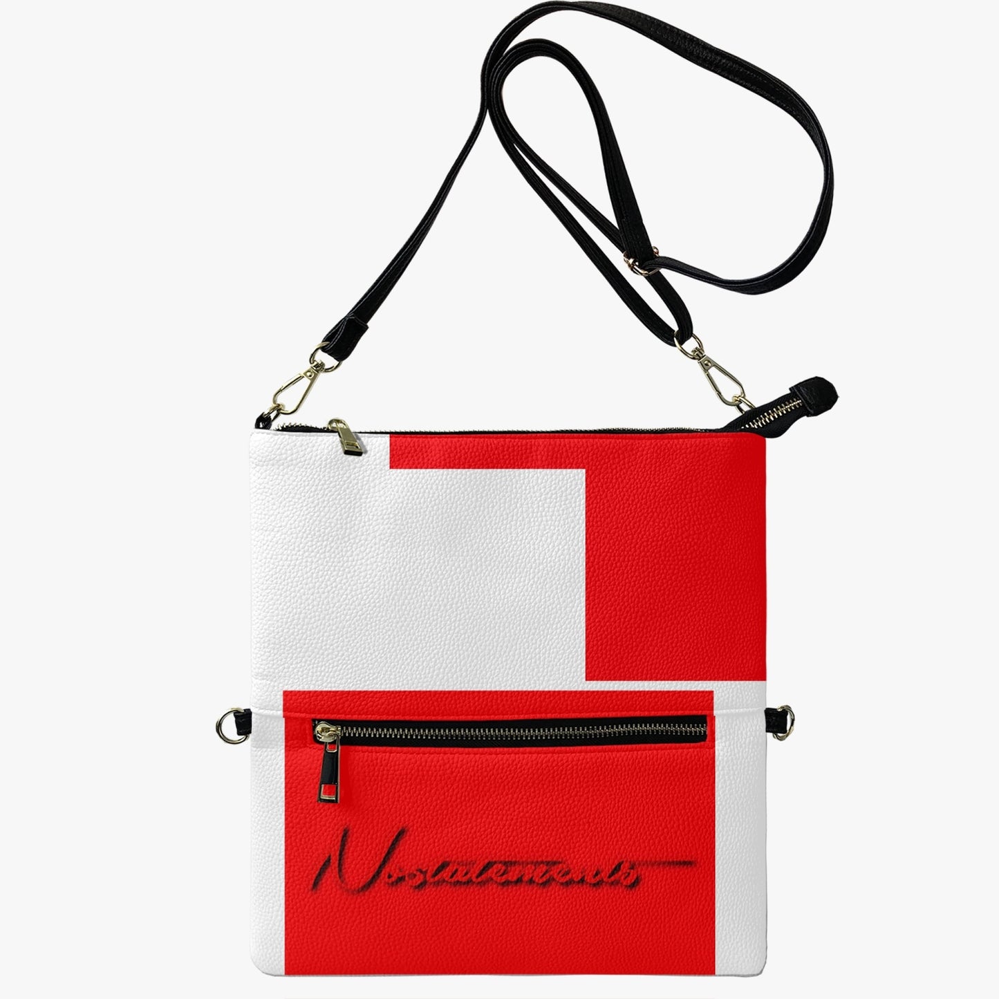 No 5tatements Red/White Colorblock Flip Zip Crossbody