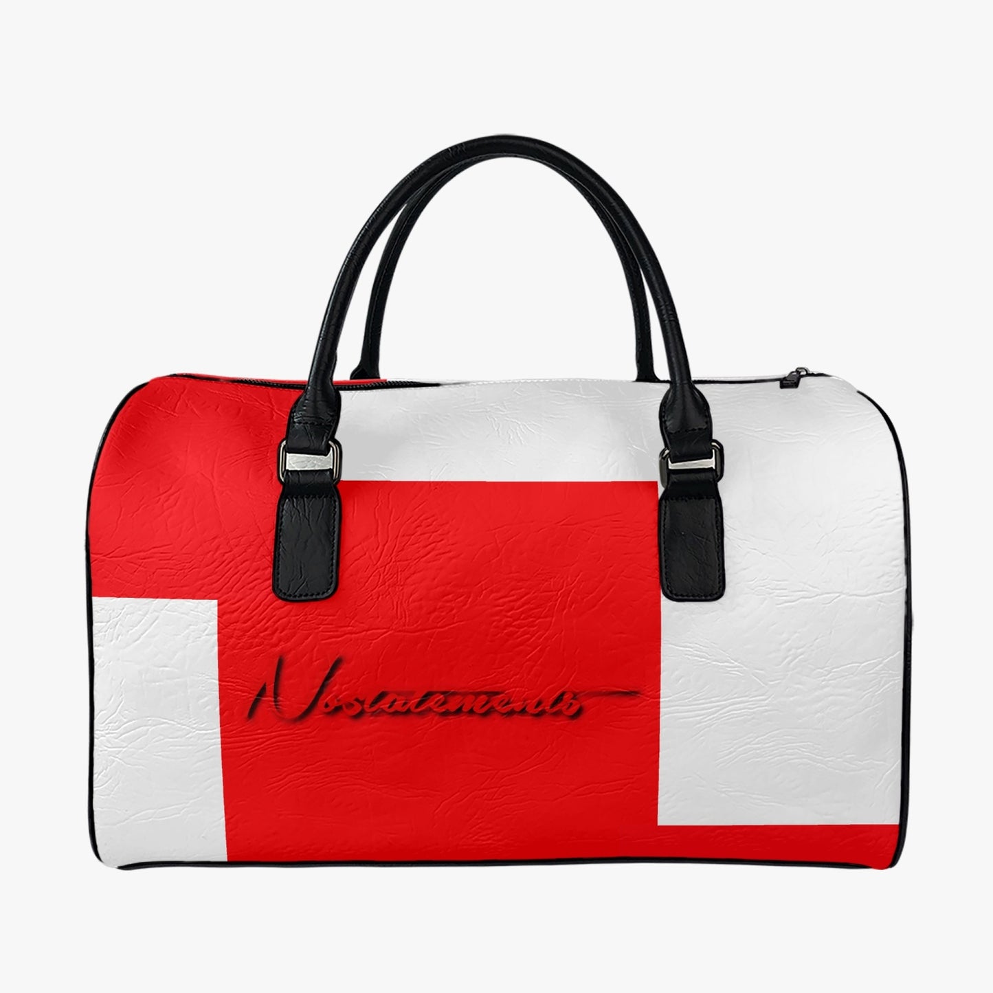 No 5tatements Red/White Colorblock Portable Travel Bag