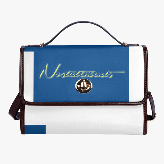 No 5tatements Blue/White Colorblock Flap Saddle Bag