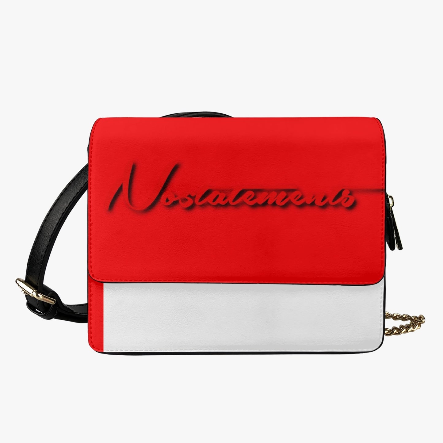 No 5tatements Red/White Foldover Satchel