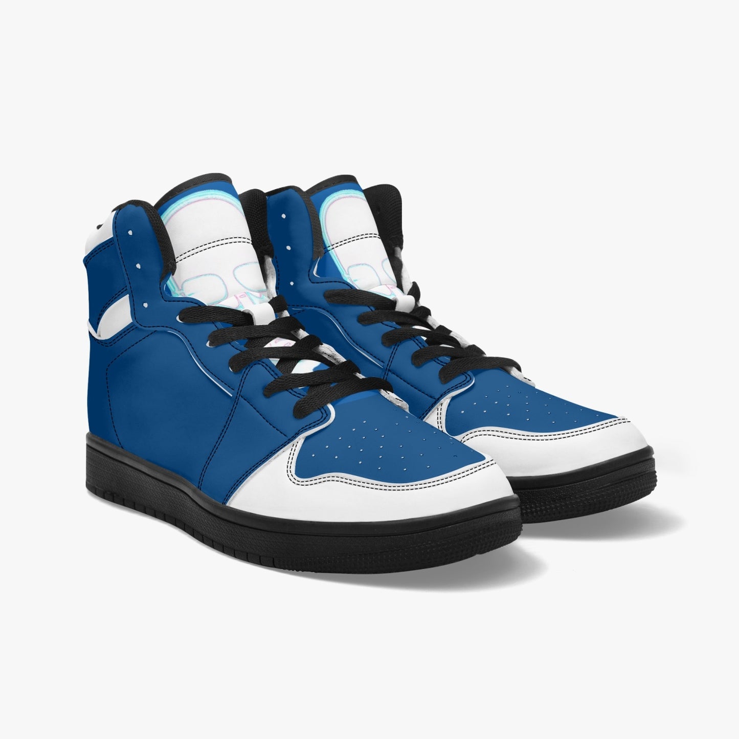 No 5tatements Blue/White/Black-sole AJ High Top Sneakers