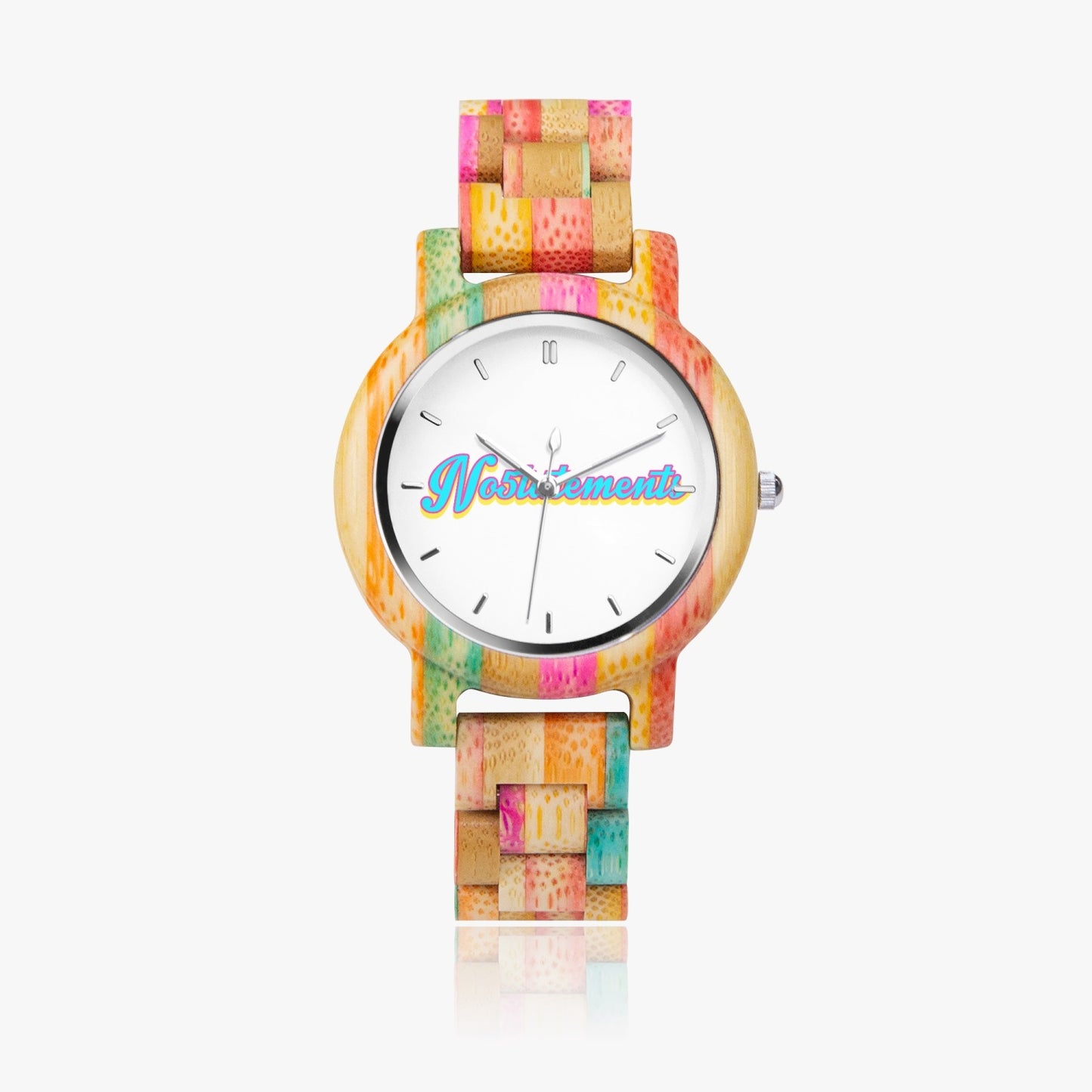 882.Camouflage Wooden Watch - Green&Pink