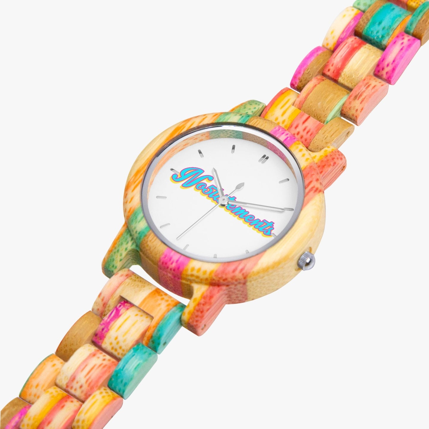 882.Camouflage Wooden Watch - Green&Pink