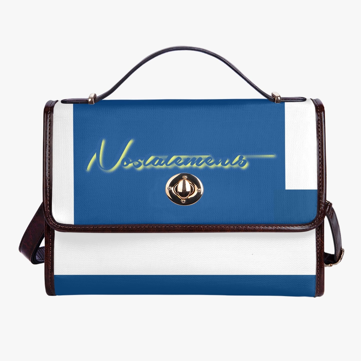 No 5tatements Blue/White Colorblock Flap Saddle Bag