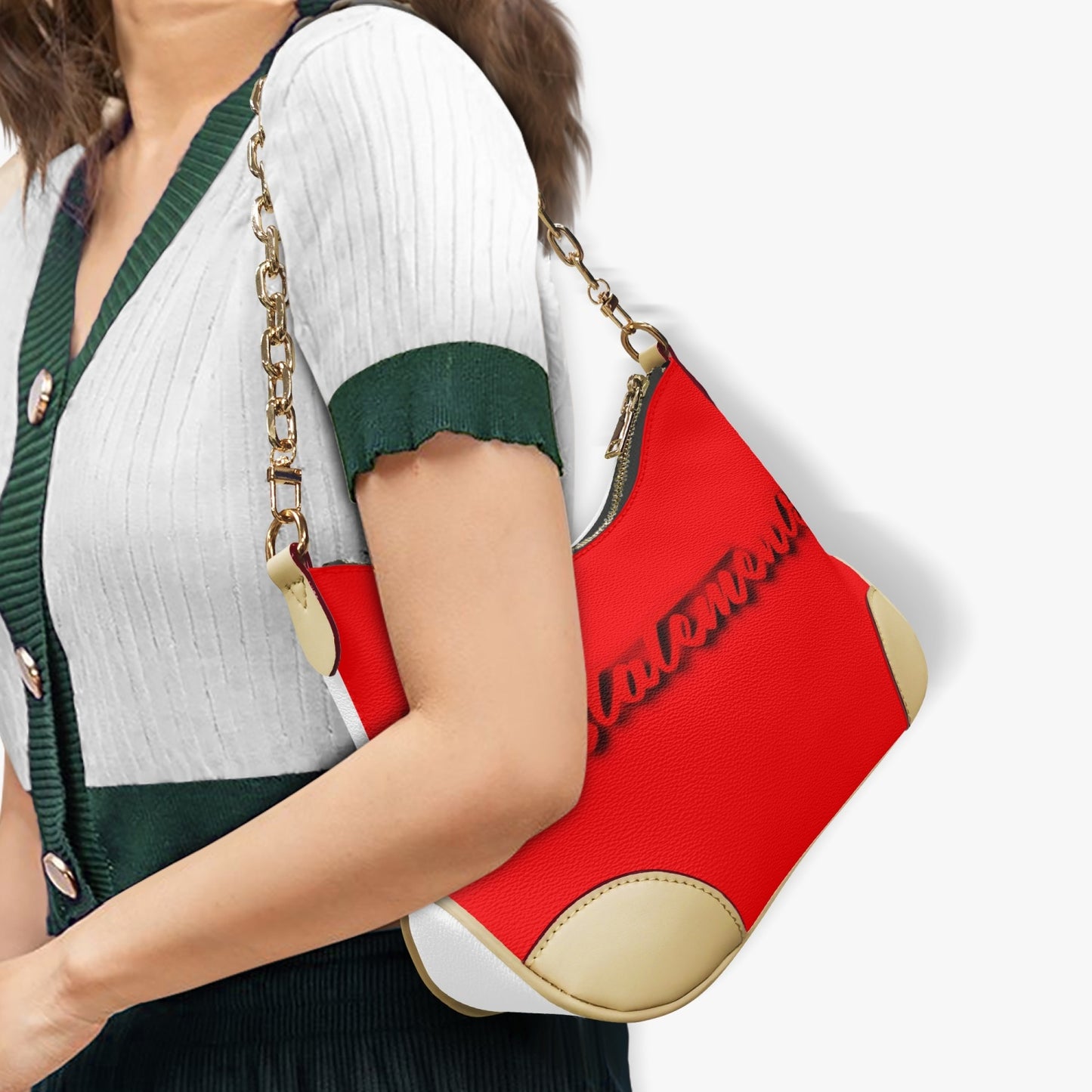 No 5tatement Red/White Colorblock Shoulder Bag