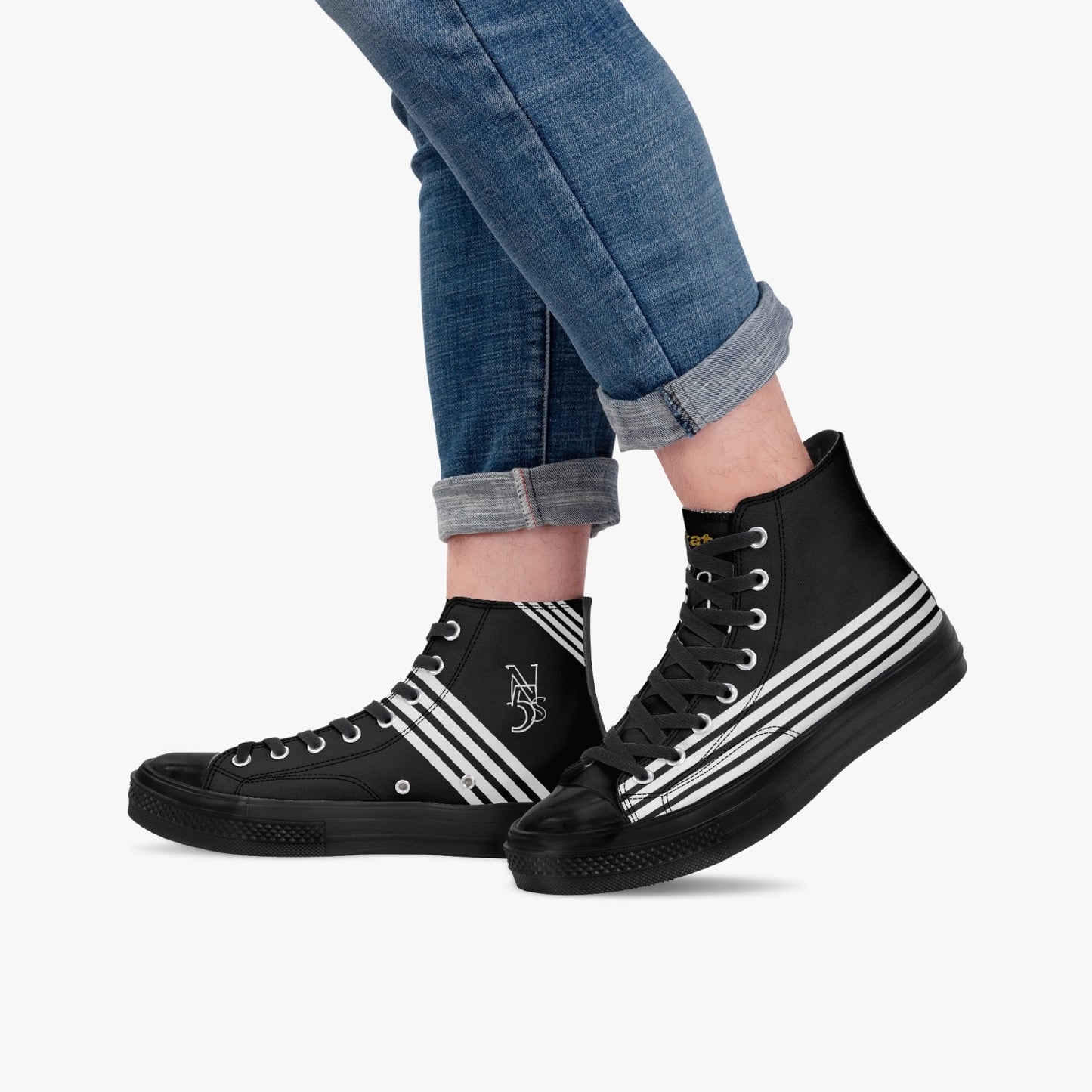 No5tatements High Top Canvas Sneaker - Black