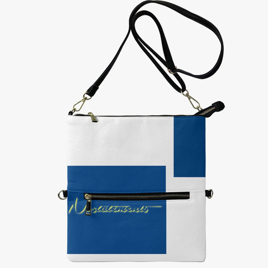 No 5tatements Blue/White Colorblock Flip Zip Crossbody