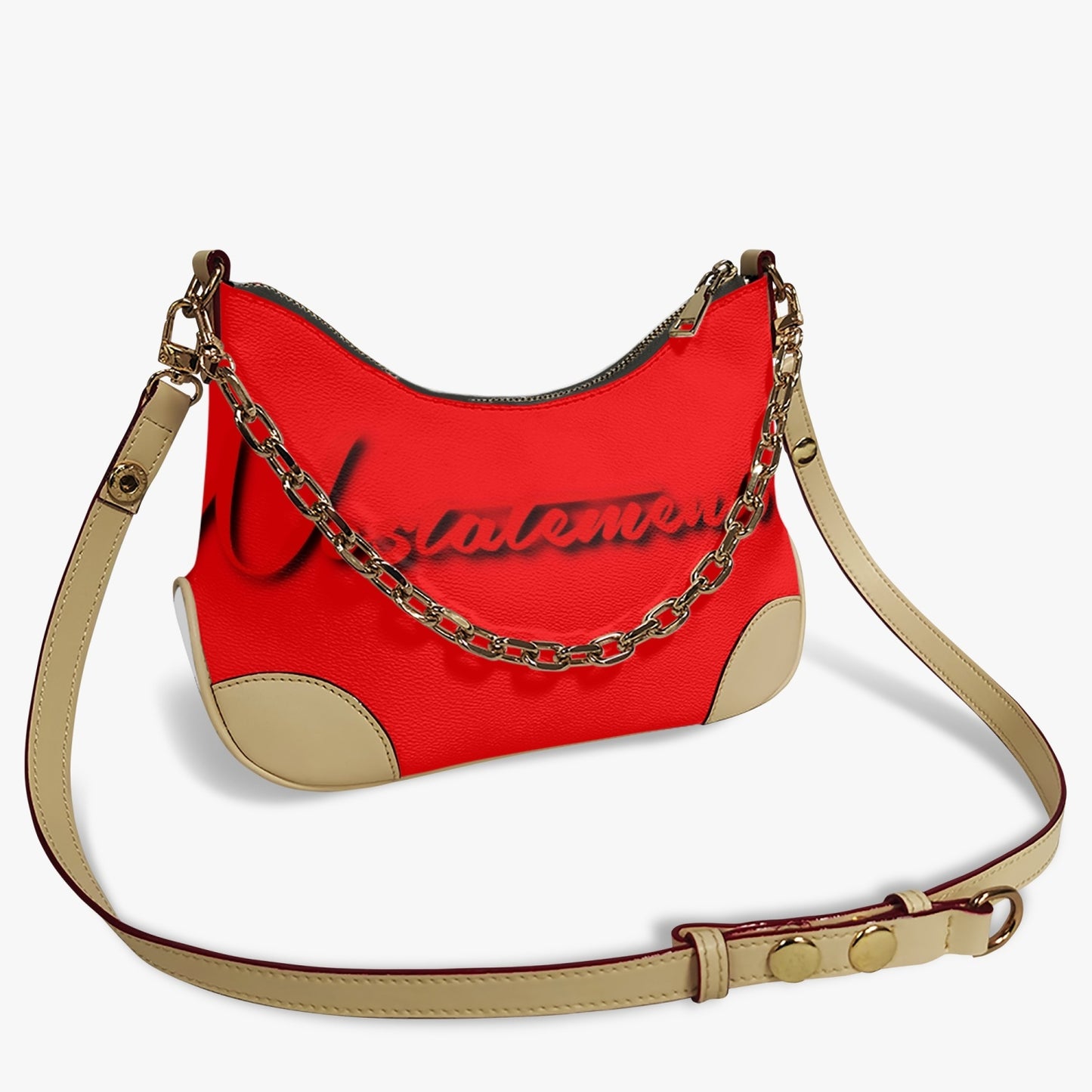 No 5tatement Red/White Colorblock Shoulder Bag