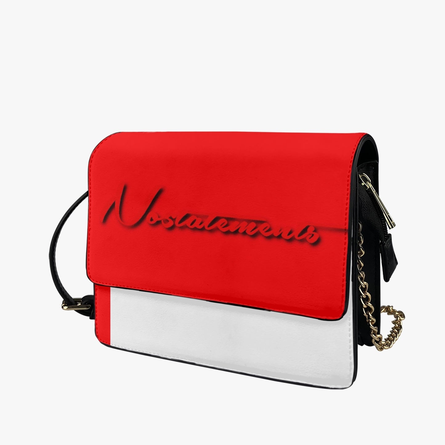 No 5tatements Red/White Foldover Satchel