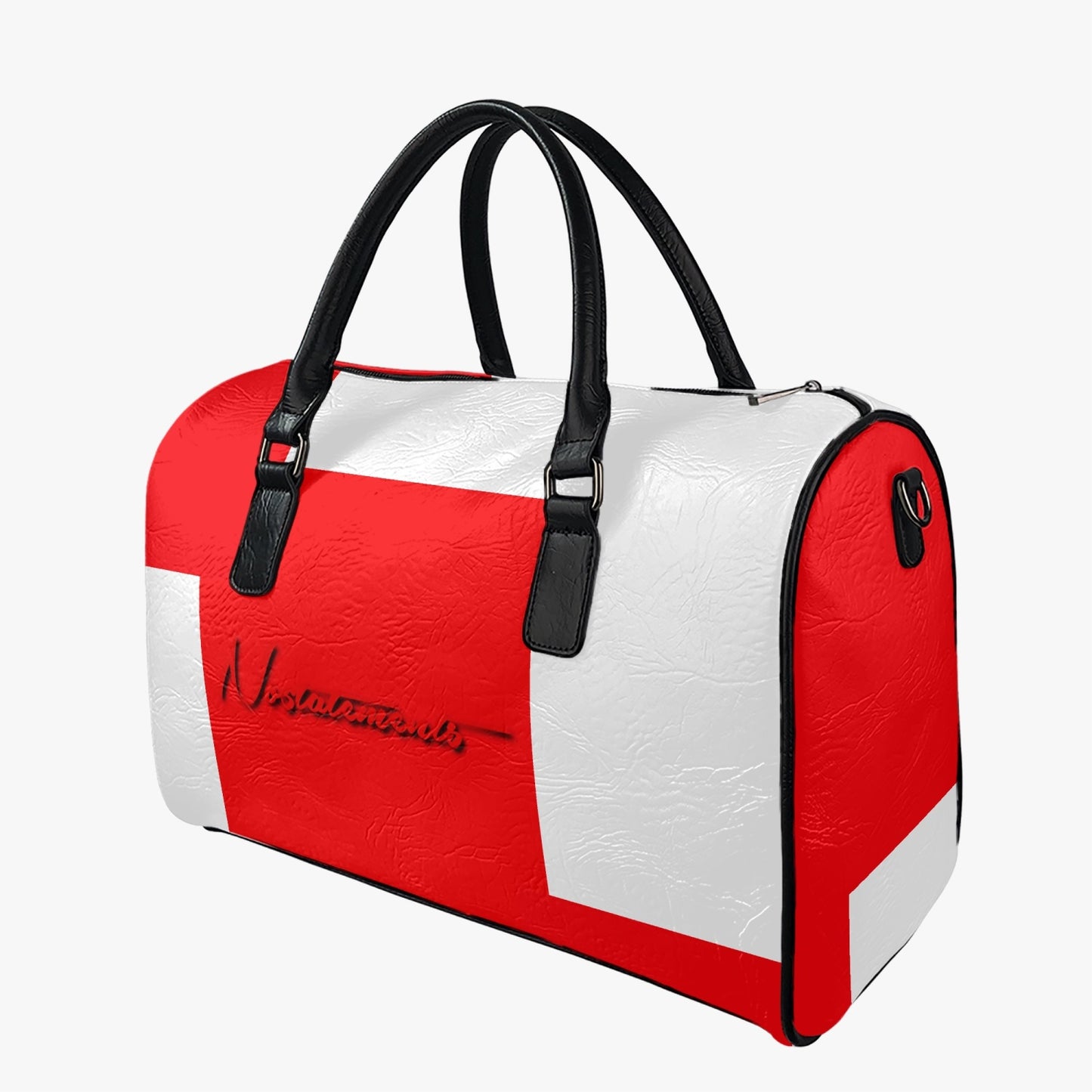 No 5tatements Red/White Colorblock Portable Travel Bag