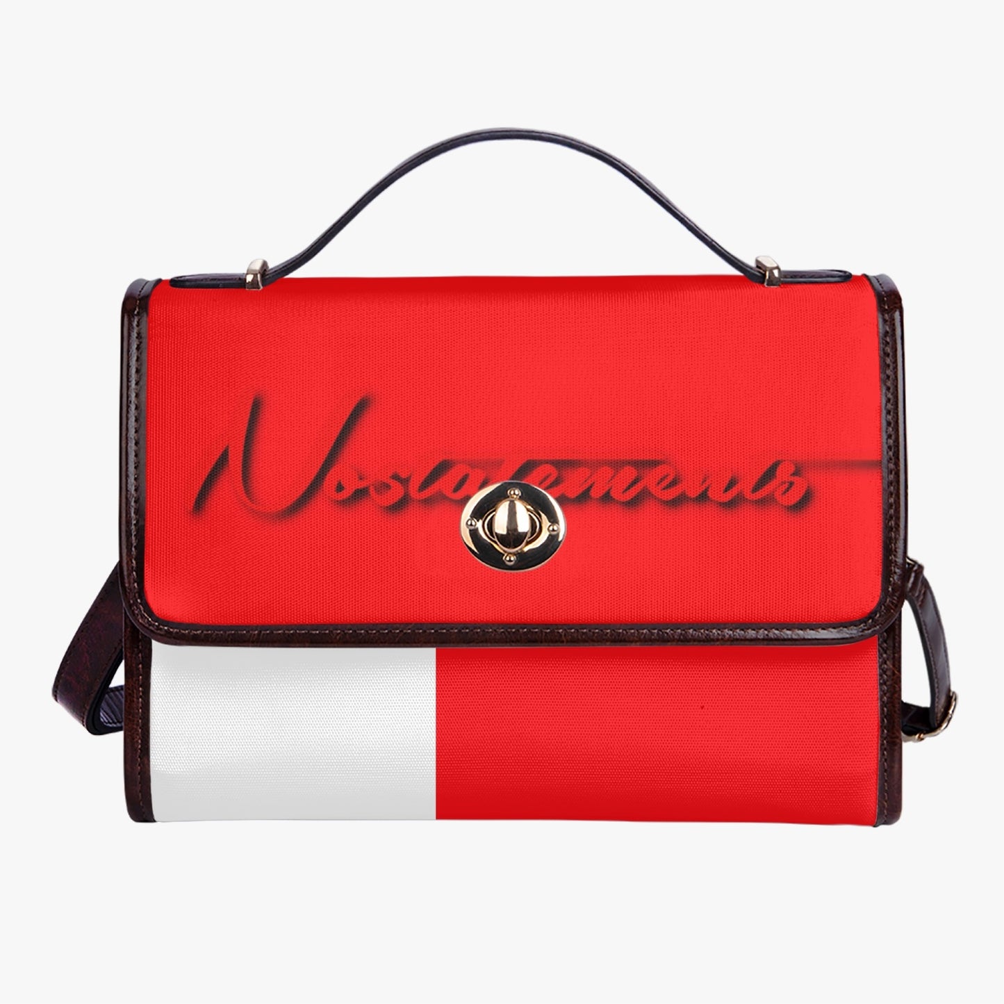 No 5tatements Red/White Colorblock Leather Flap Satchel Bag