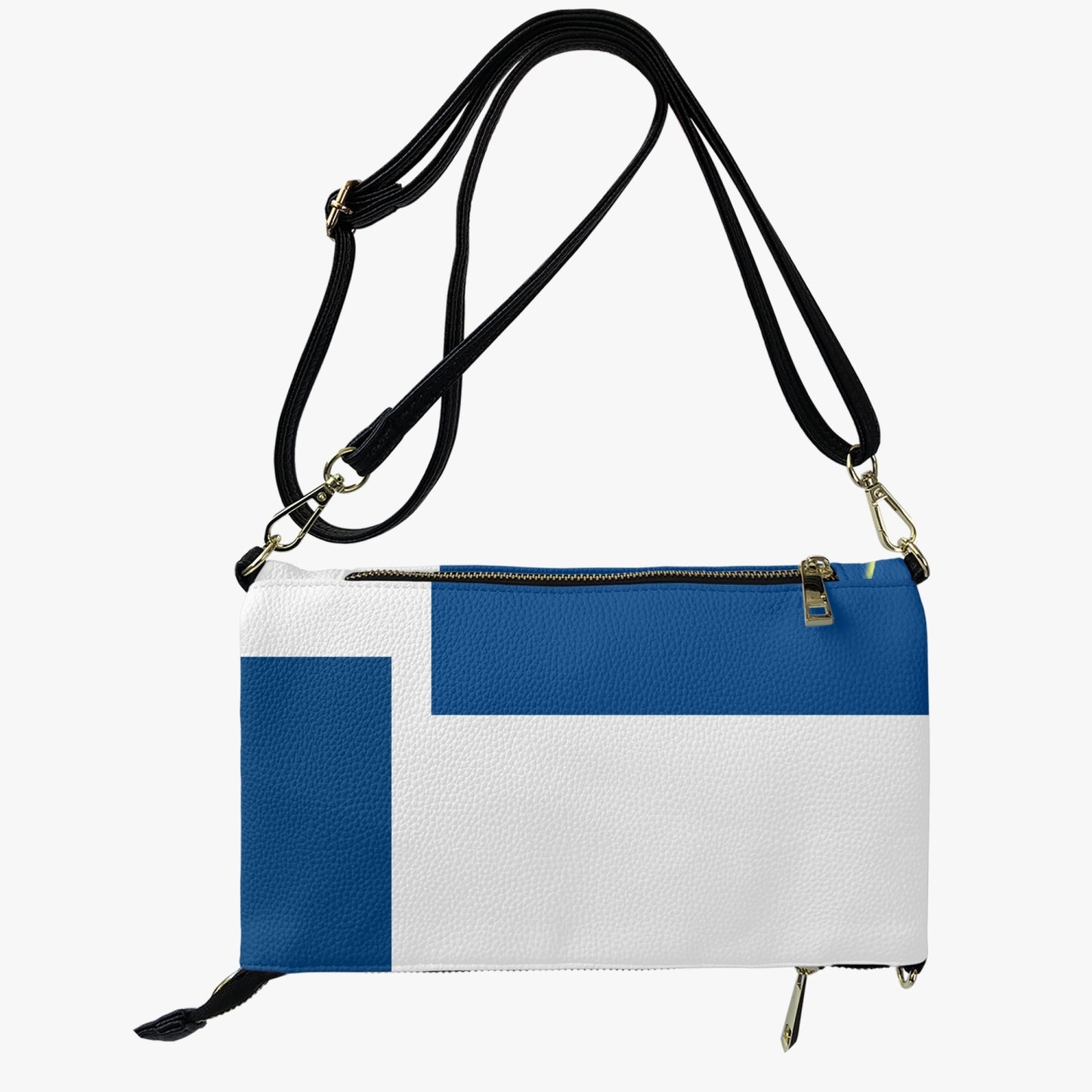 No 5tatements Blue/White Colorblock Flip Zip Crossbody