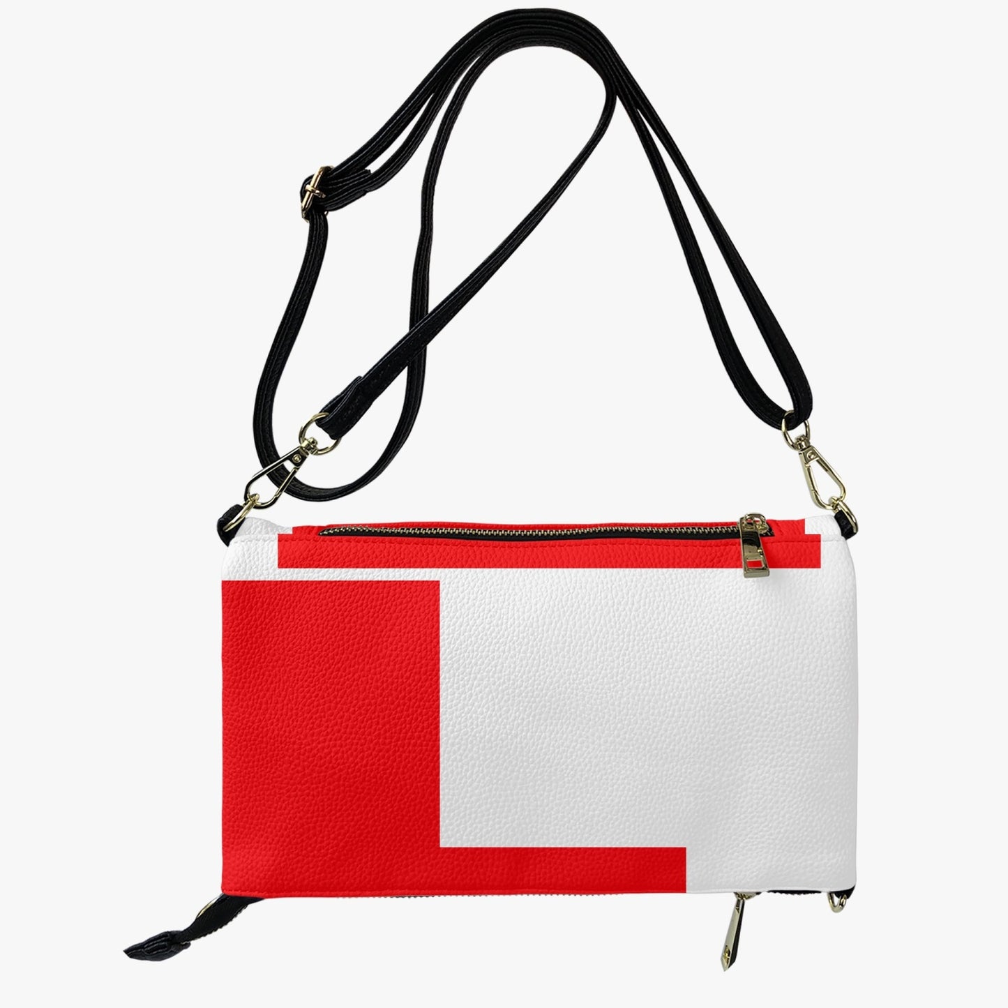 No 5tatements Red/White Colorblock Flip Zip Crossbody