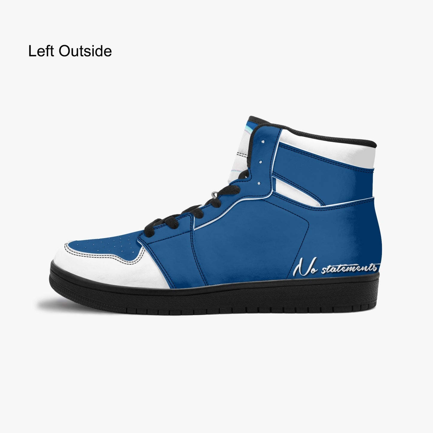 No 5tatements Blue/White/Black-sole AJ High Top Sneakers